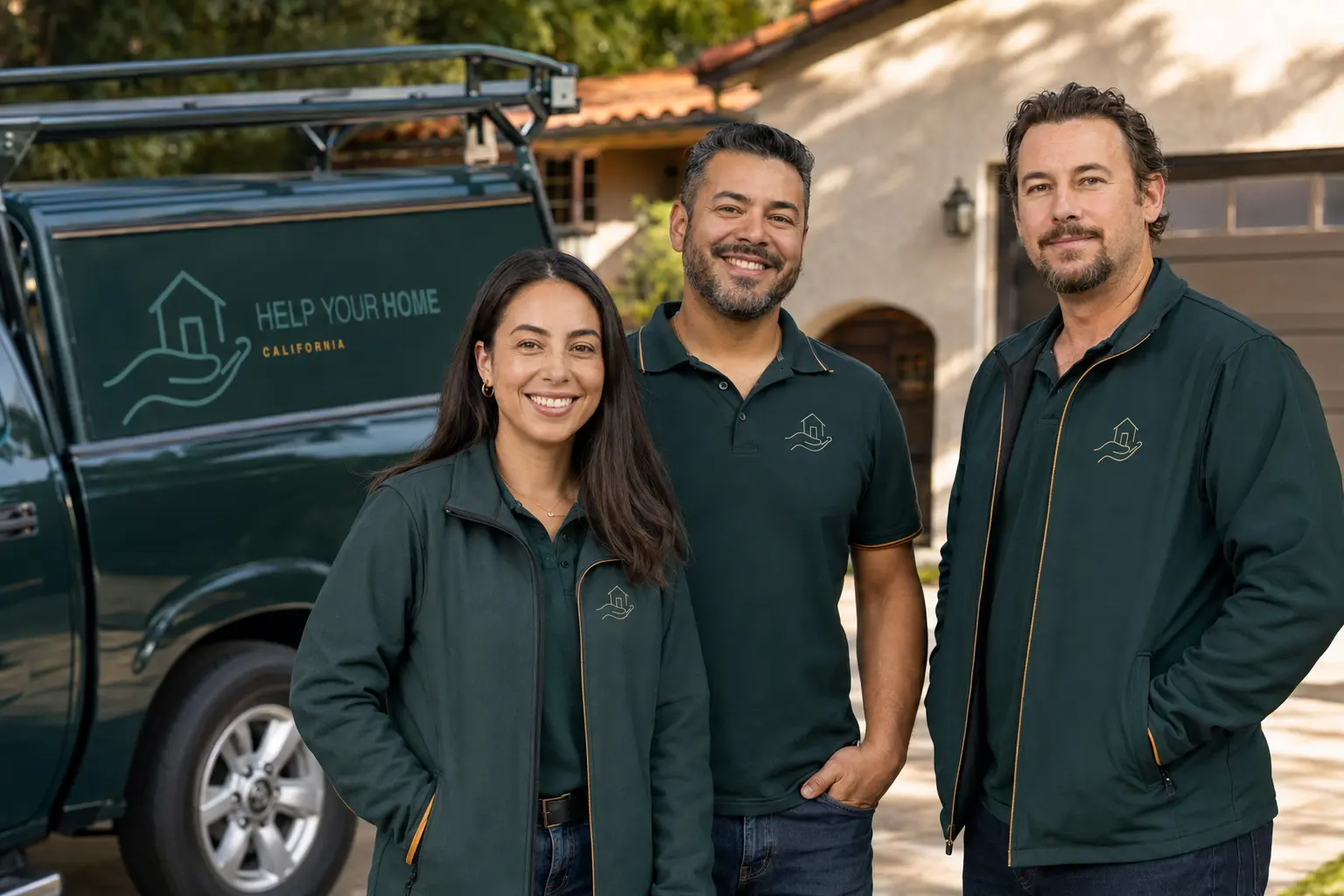 The Help Your Home California team with a branded service truck