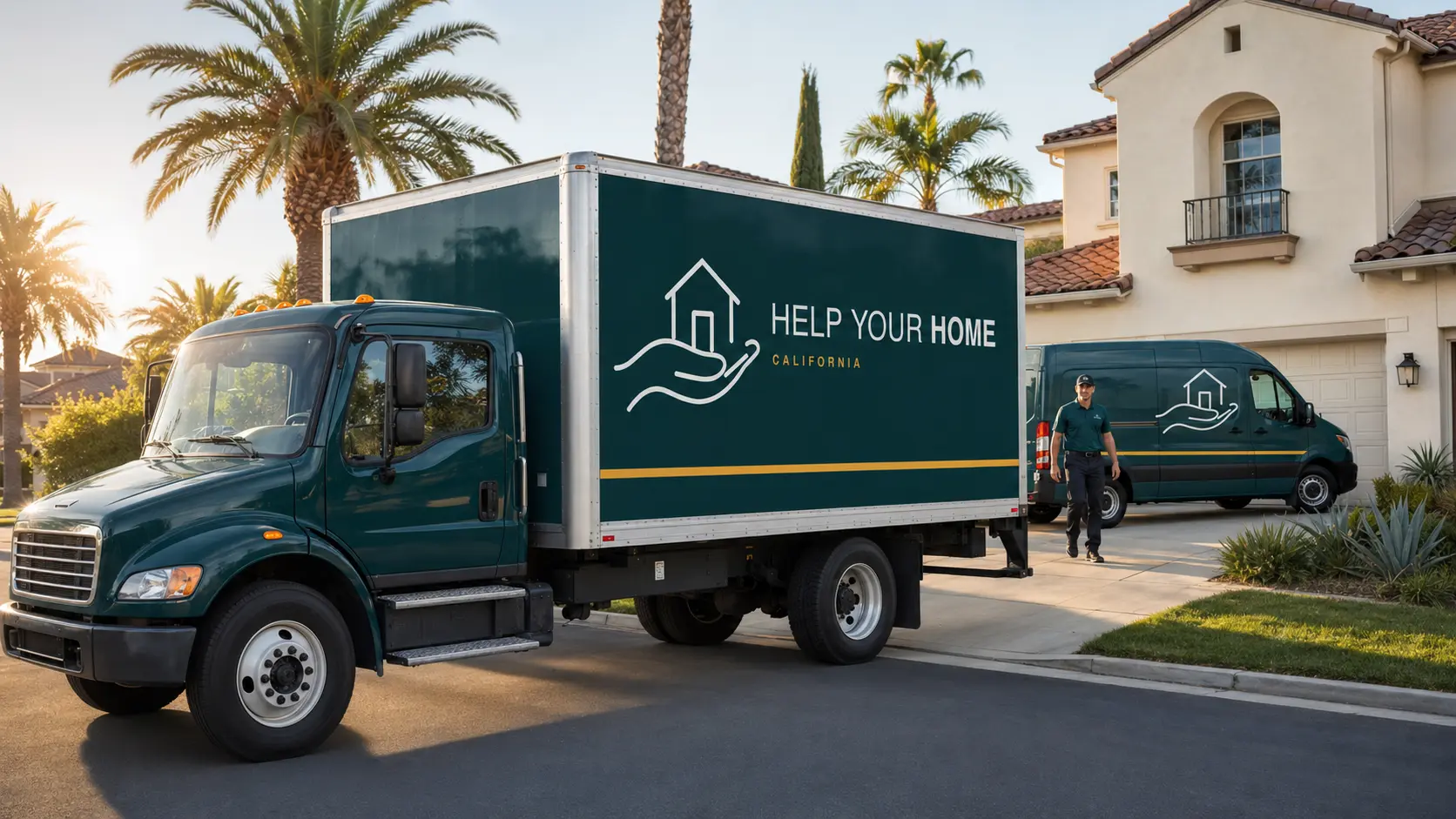 Help Your Home California service trucks in an Inland Empire neighborhood
